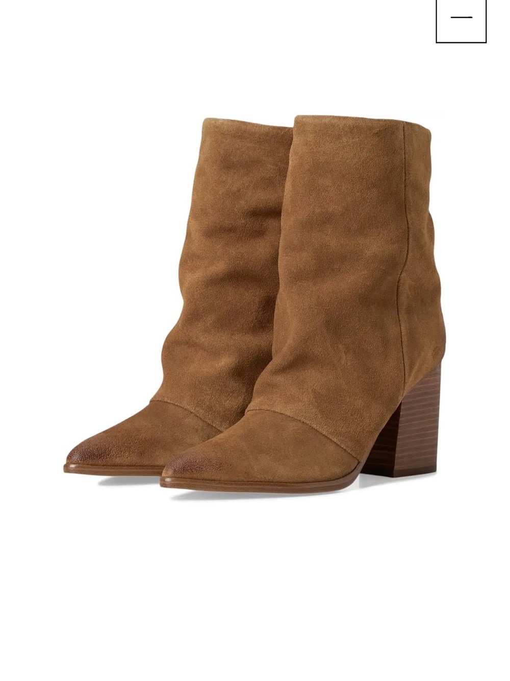 Nine West Chaye Tan Suede Pointed Toe Slouch Ankle Boots